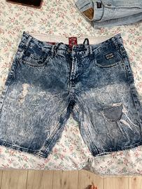 Pantaloncini Jeans Corti Effetto Acido / Slavato