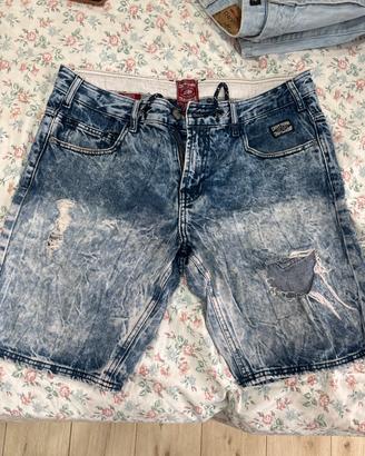 Pantaloncini Jeans Corti Effetto Acido / Slavato