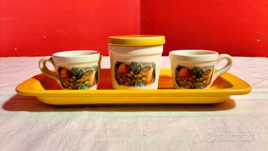 Set da Caffè Vintage Ceramica IDEACER-Made in Ita 