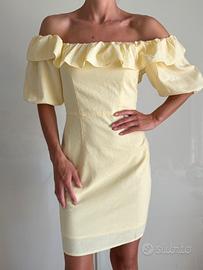 Vestito mini in lino giallo nuovo H&M misura xs