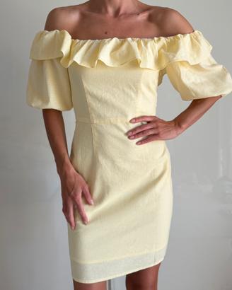 Vestito mini in lino giallo nuovo H&M misura xs