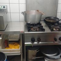 cucina professionale con cappa e canna fumaria
