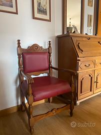2 Poltrone Vintage inLegno stile Neorinascimentale