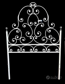 Letto singolo in ferro battuto bianco