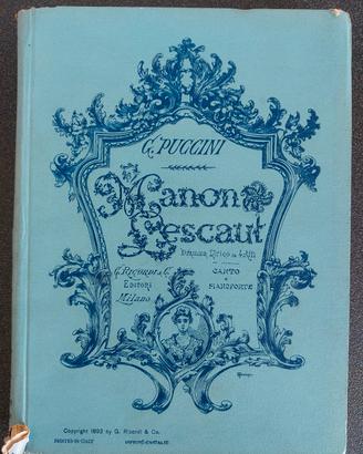 Spartito Manon Lescaut  - G. Puccini  1893
