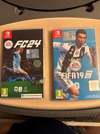 2 giochi Fifa 24 e 19 Nintendo switch