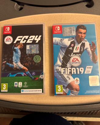 2 giochi Fifa 24 e 19 Nintendo switch