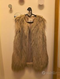 gilet di pelliccia a pelo lungo