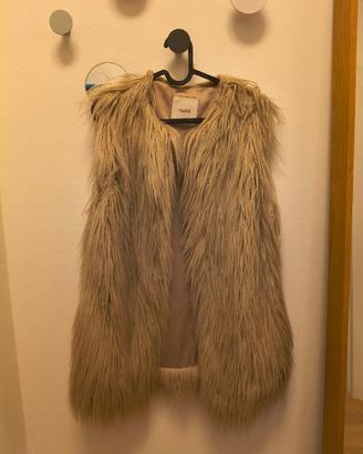 gilet di pelliccia a pelo lungo