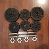 set manubri 16 KG dischi domynos pesi ghisa torino