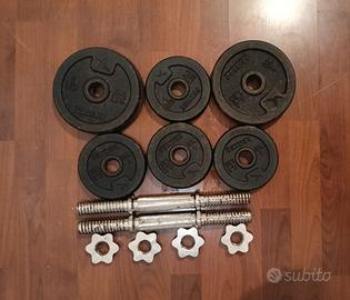 set manubri 16 KG dischi domynos pesi ghisa torino