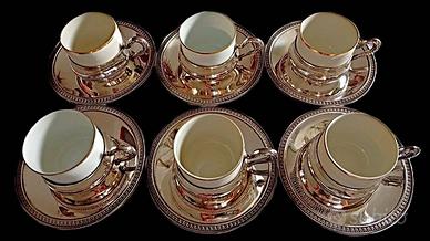 SERVIZIO CAFFÈ PORCELLANA LIMOGES ARGENTO ANNI '60