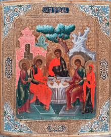 Antica icona russa  Trinità del Antico Testamento 
