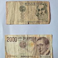 Lotto da collezione: banconote da 1000 e 2000 lire