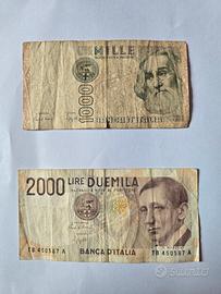 Lotto da collezione: banconote da 1000 e 2000 lire