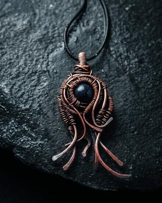 Ciondolo / collana con agata Wire wrapping unico