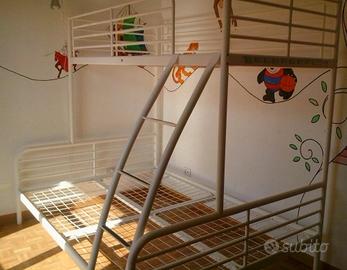letto a castello bianco metallo 1 pzza e mezzo 