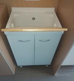 Mobile lavatoio 60x50 con asse legno e cesto
