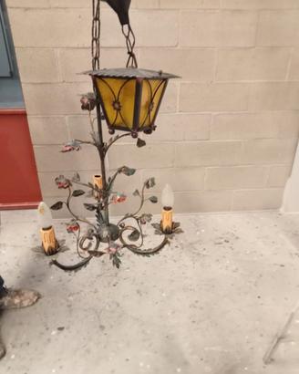 Lampadario ferro battuto e plafoniera