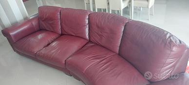 Divano in pelle 4 posti con chaise longue