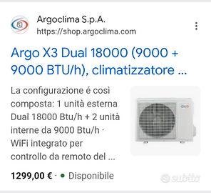 condizionatore  dual split argo