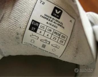 Scarpe Veja donna pelle bianche rosse