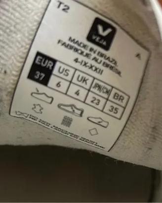 Scarpe Veja donna pelle bianche rosse