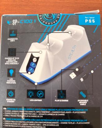 ase Ricarica Doppia Controller PS5 Stealth C100