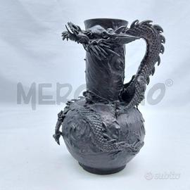 VASO ANTICO METALLO GIAPPONESE DRAGONE