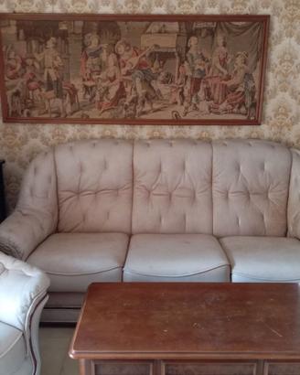 Divano con 2 poltrone in pelle