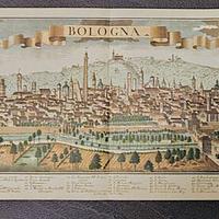 Stampa d'epoca Bologna - Veduta panoramica Probst