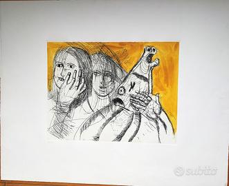 Bruno Cassinari rara e originale acquaforte
