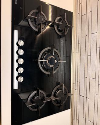 Piano cottura a gas in vetro nero 90 cm – 5 fuochi