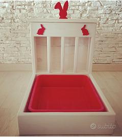 Fieniera in legno per conigli 