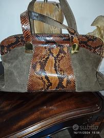 borsa vintage camoscio e pitone 