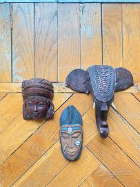 Tris maschere etniche legno da parete