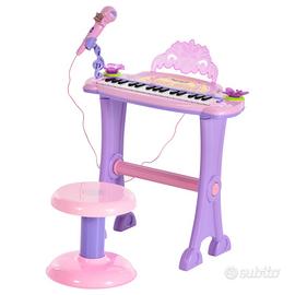 HOMCOM Set Pianola per Bambini con Sgabello e Micr