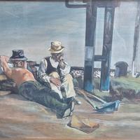 quadro Alberto Sughi 1954- operai delle ferrovie