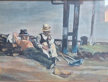 quadro Alberto Sughi 1954- operai delle ferrovie