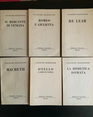 Shakespeare, Libri Biblioteca Universale Rizzoli