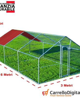Gabbia Galline 3x6 m x h 2 m – 18 mq - rosso