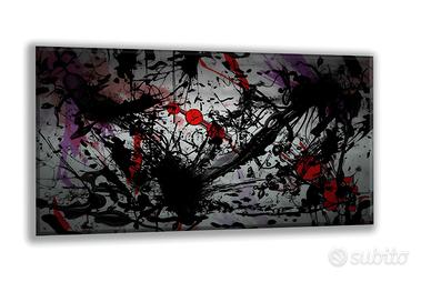 Quadro astratto dark con esplosioni nere e sfere
