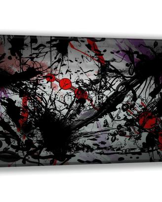 Quadro astratto dark con esplosioni nere e sfere