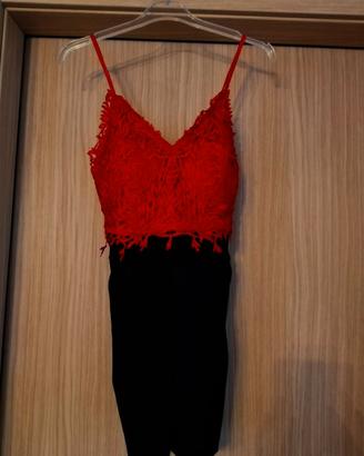 Abito tutina a spalline in pizzo