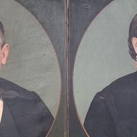 Coppia ritratti olio su tela 1880 Corrado Leone