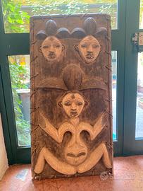 Quadro etnico in legno. Ex porta africana