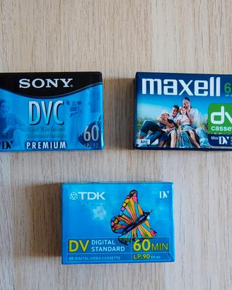 Cassette MiniDV Sony Maxell TDK 60 min lotto 3 pez