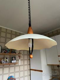 Lampadario a sospensione da cucina in vetro&legno