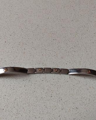 Bracciale uomo acciaio e oro