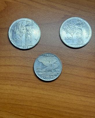 Set monete rare 100 lire X2 +50 centesimi 1939